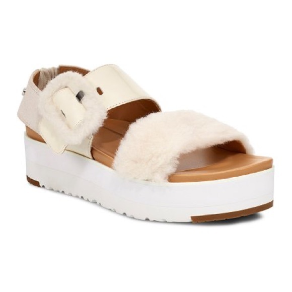 UGG Shoes Ugg Jasmine Le Fluff Wedge Platform Fur Patent Leather